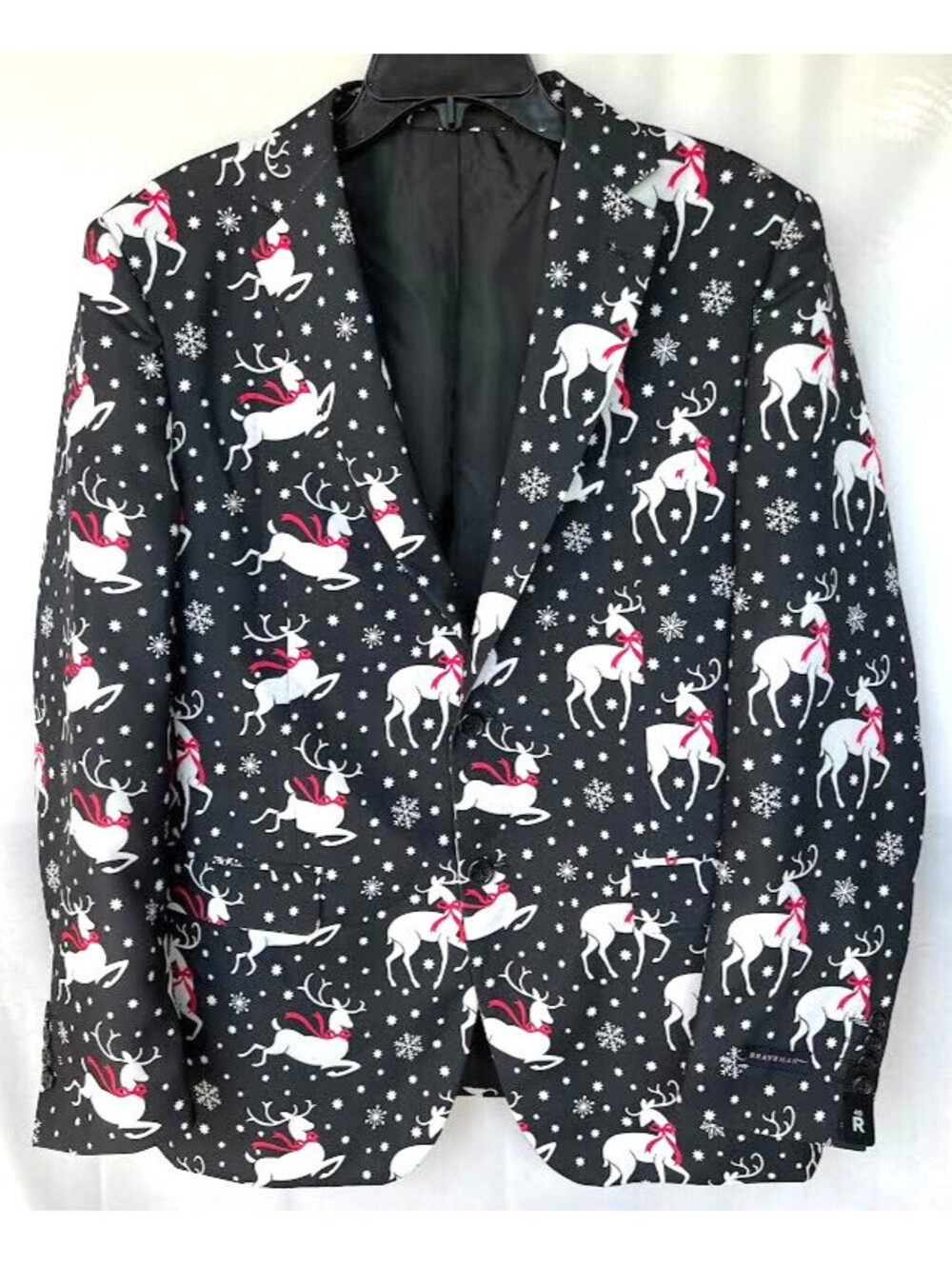 Men's Christmas Reindeer Blazer-Size 40R, Festive Jacket by Braveman